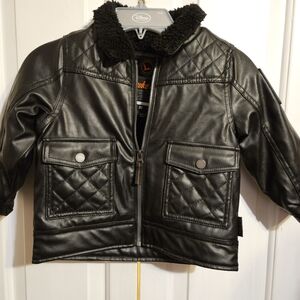 Hawke & Co Outfitter Faux Leather Jacket Youth Size 3 T Sherpa Lined